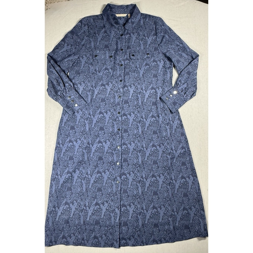 Soft Surroundings Irina Midi Dress Sz XL Blue Shirtdress Button Down Long Sleeve